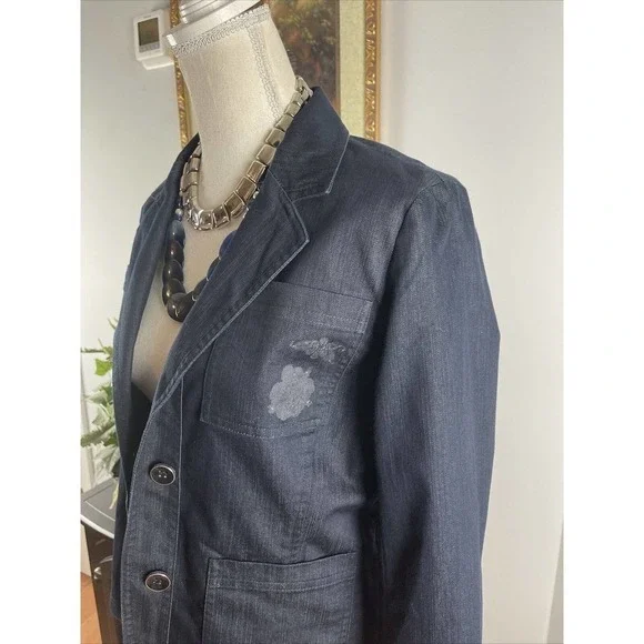 7th Avenue Design Studio New York & Co Blazer Jacket Women's Size M Blue Lined - Picture 3 of 12